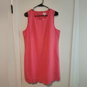 J Crew Scalloped Linen Blend Shift Dress 14 Sleevless